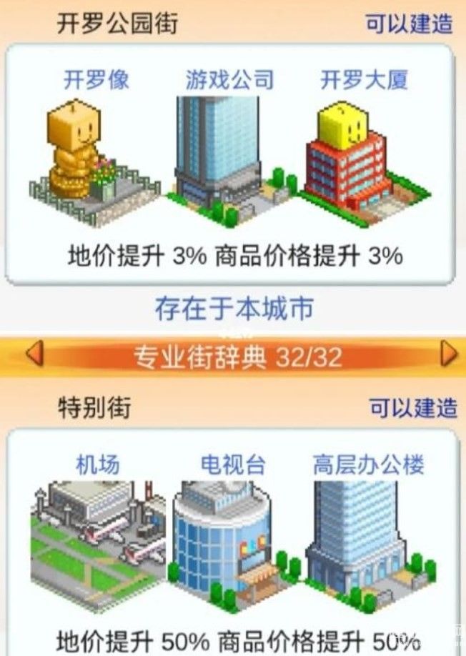 《都市大亨物语》专业街词典汇总图鉴一览